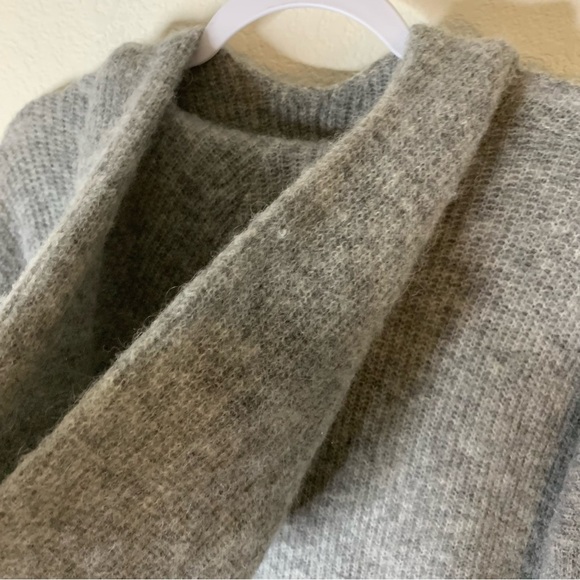 Ganni Womens gray alpaca wool blend hooded longline sweater M - Picture 8 of 9